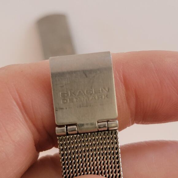 Skagen Womens Watch Silver Dial Gold Case Silver Mesh Bracelet Date 165GS main image 7